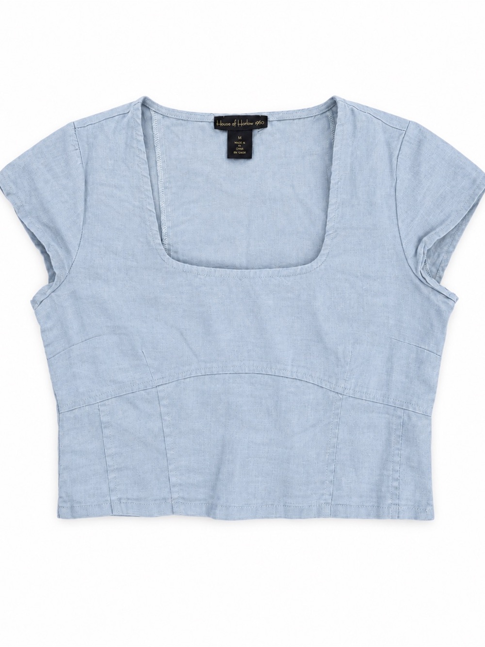 House of Harlow 1960 Blue 100% Linen Crop Top Size S